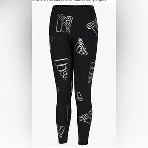 adidas Girls' Aeroready Performance Long Tights - Black & Sliver - Size 6X